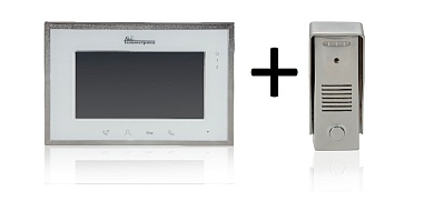 Комплект видеомонитор белый + вызывная панель MINI для квартиры, частного дома